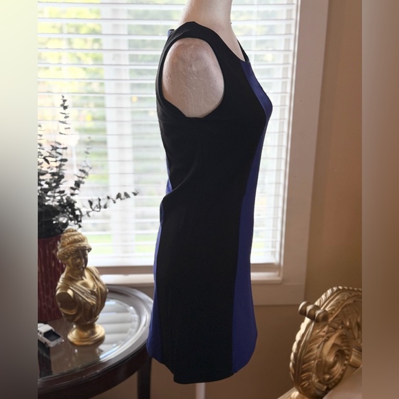 Sleek Sleeveless Colorblock Sheath Dress in Navy and Black - Picture 2 of 4